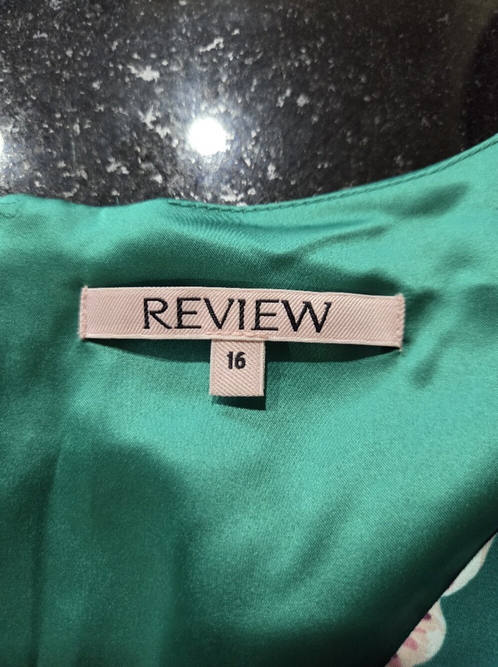 Review Green Floral Tie-Waist Ruffle Dress - Size US12 - Picture 4 of 10
